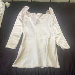 Long sleeve cowl neck mini dress, champagne color, women’s size - 0